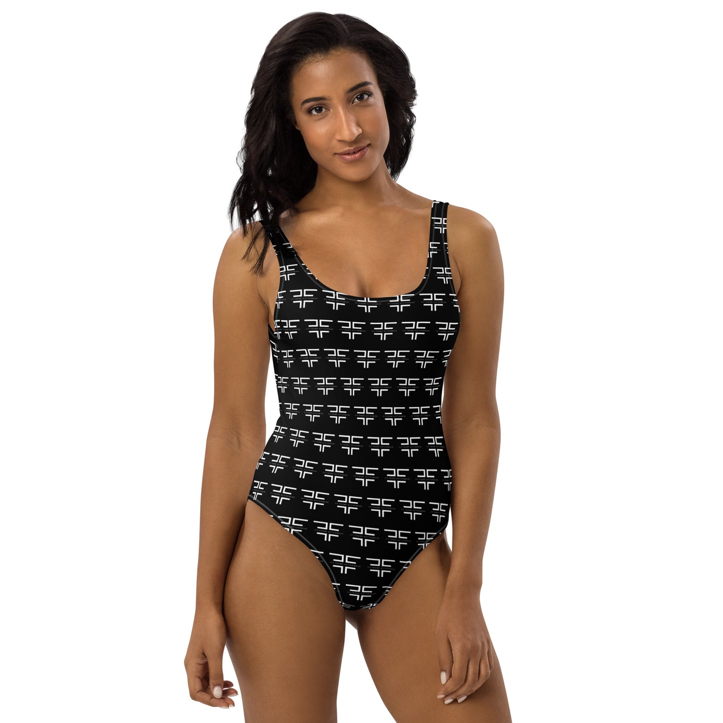 Black Logo One-Piece Swimsuit