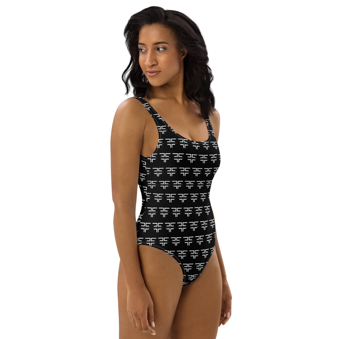 Black Logo One-Piece Swimsuit