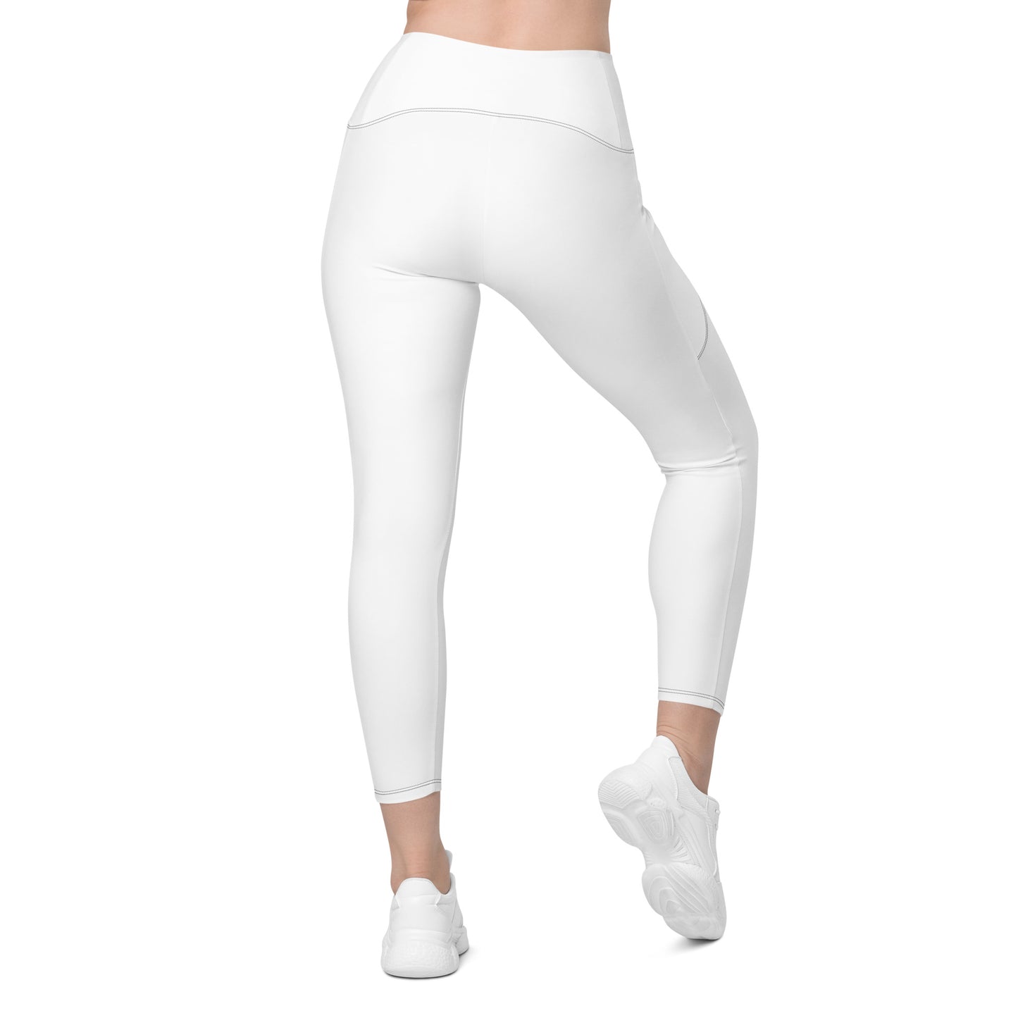 White Crossover Leggings w/ Pockets