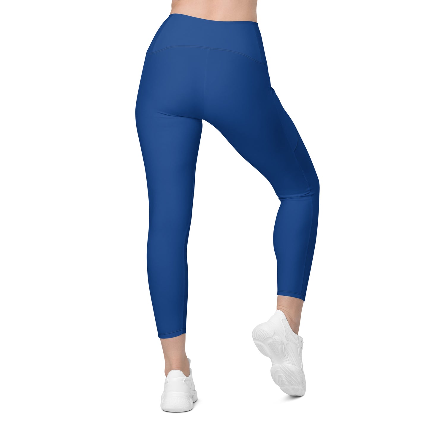 Blue Crossover Leggings w/ Pockets