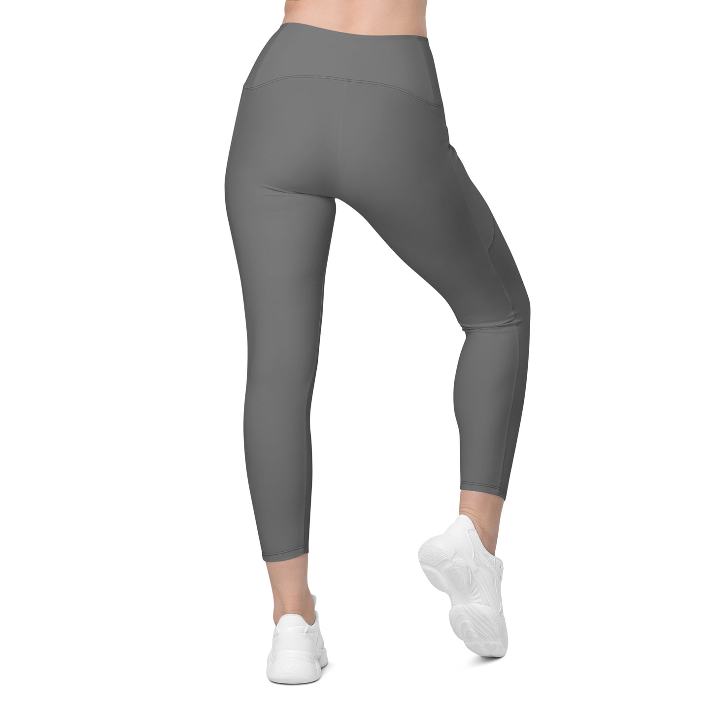 Grey Crossover Leggings w/ Pockets