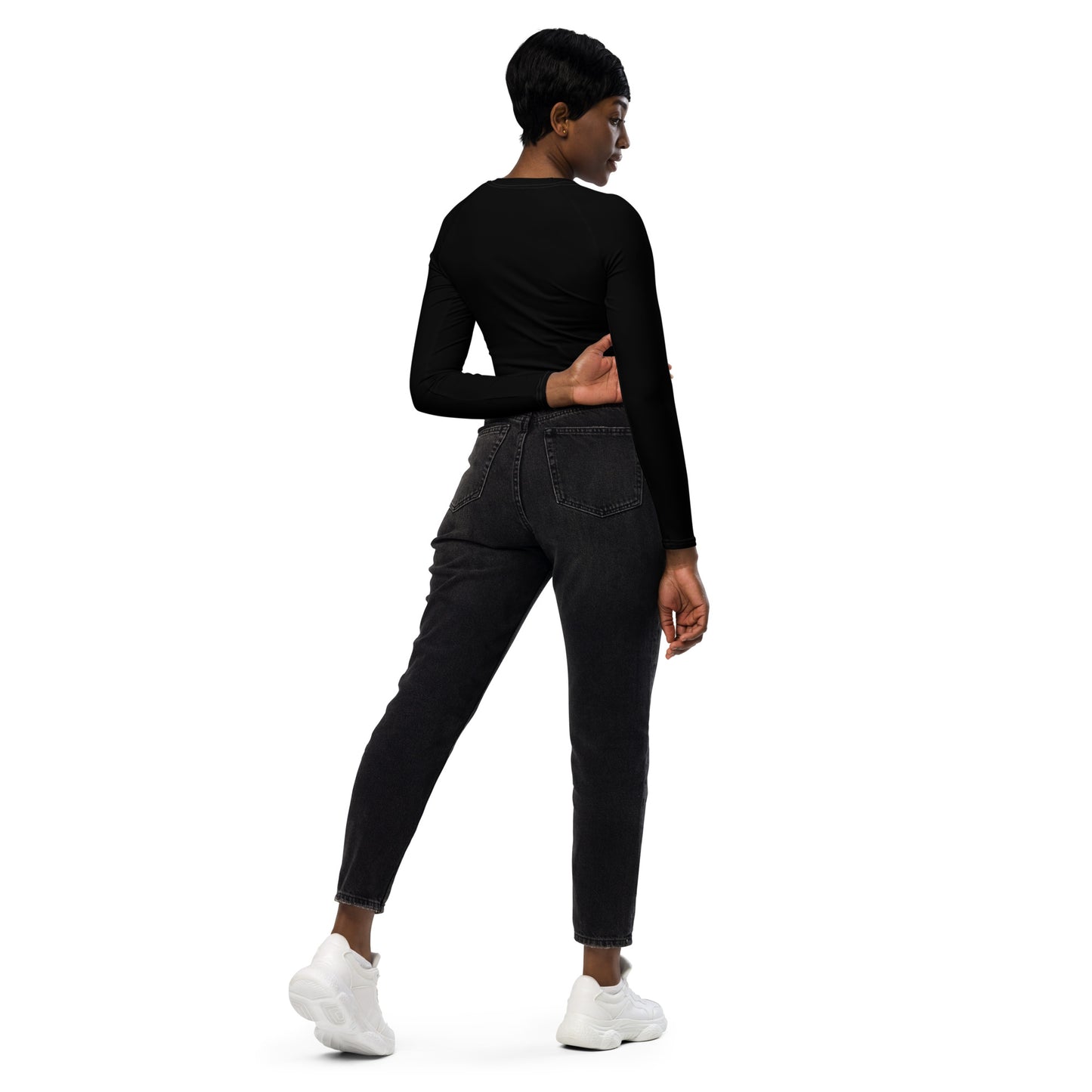 Black Long-Sleeve Crop Top