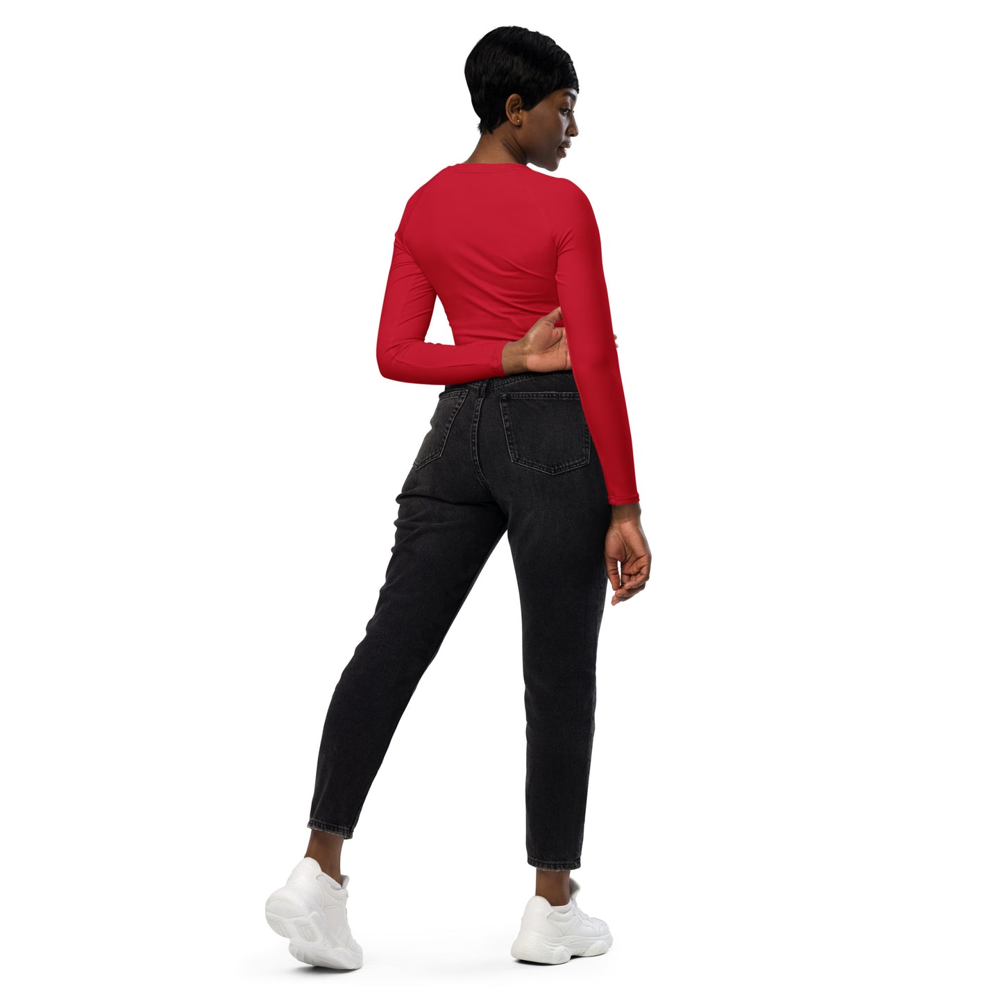 Red Long-Sleeve Crop Top