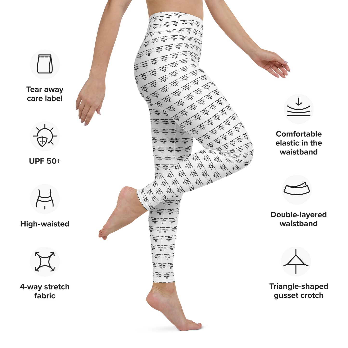 Logo White Yoga Leggings