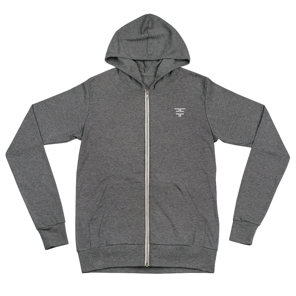 Grey Unisex Zip Hoodie