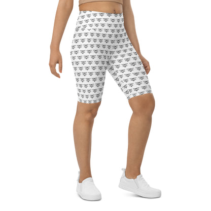 Logo White Biker Shorts