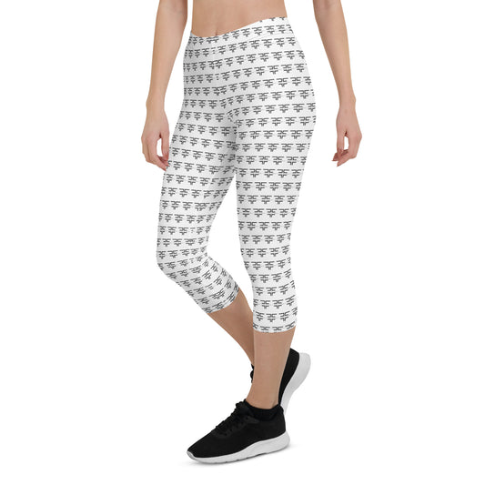 Logo White Capri Leggings