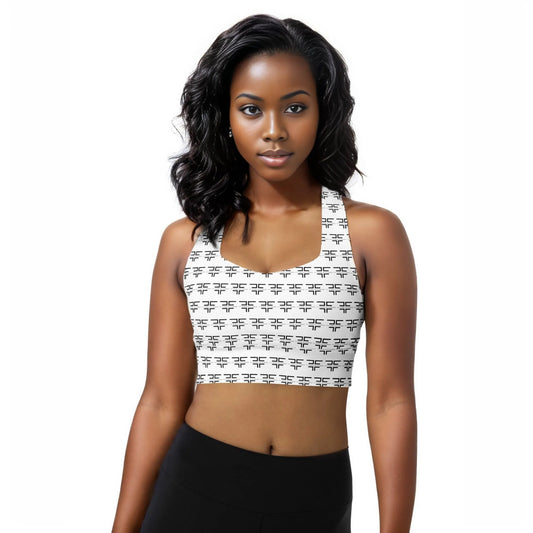 White Logo Sports Bra