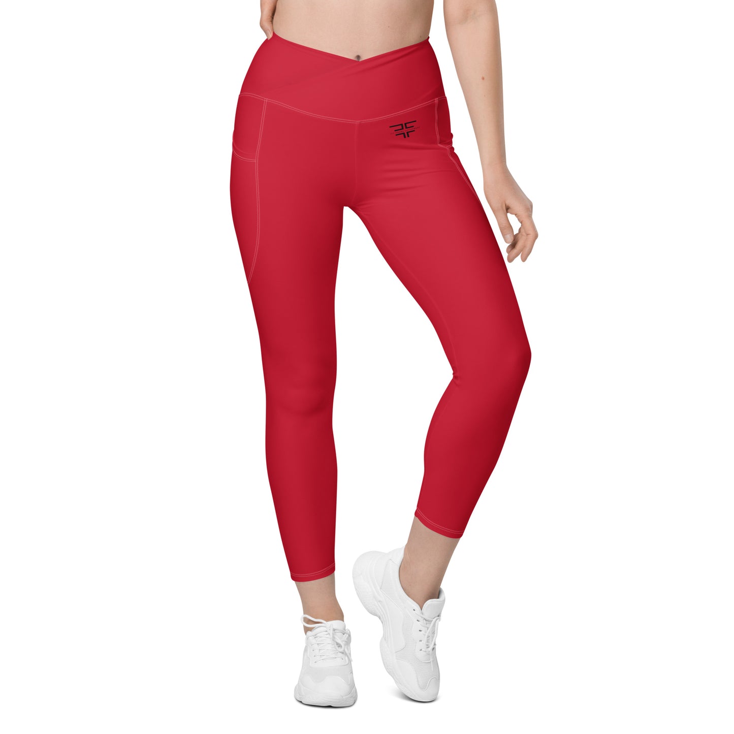 Red Crossover Leggings w/ Pockets