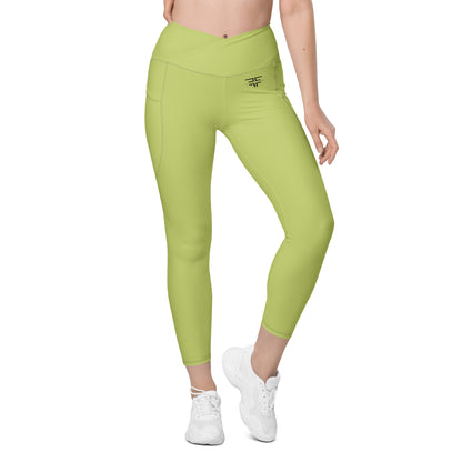 Green Crossover Leggings w/ Pockets