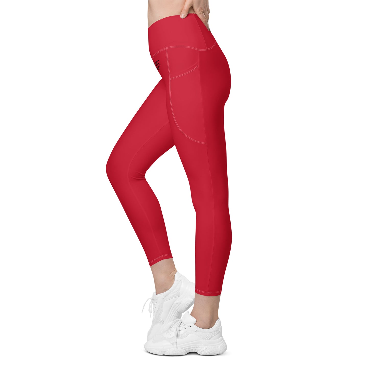 Red Crossover Leggings w/ Pockets