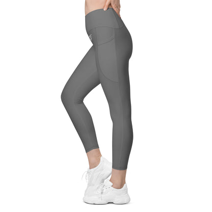 Grey Crossover Leggings w/ Pockets