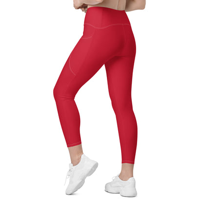 Red Crossover Leggings w/ Pockets