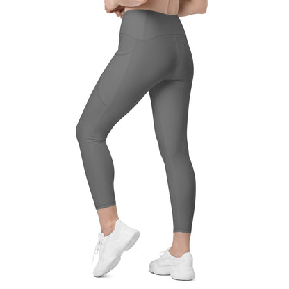 Grey Crossover Leggings w/ Pockets