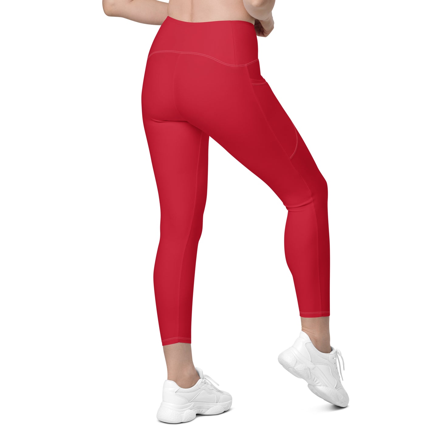 Red Crossover Leggings w/ Pockets