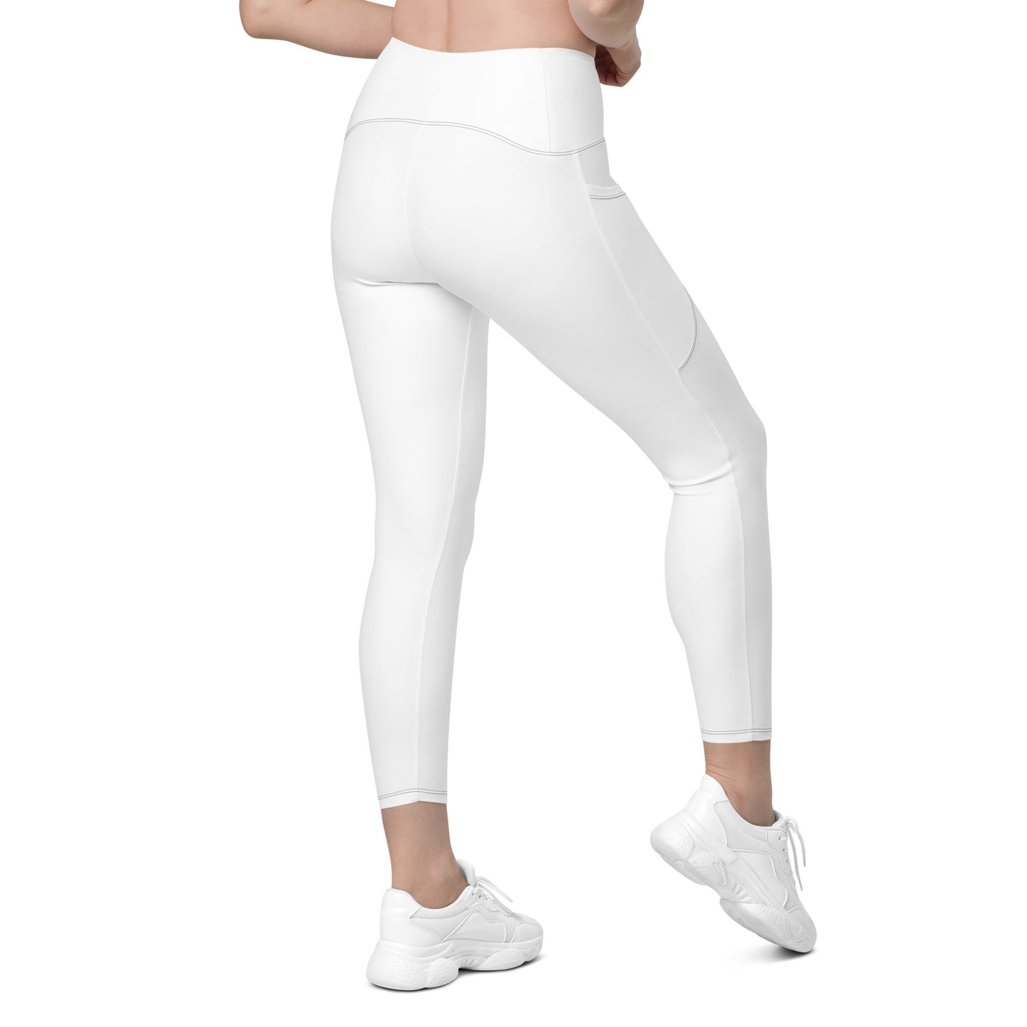 White Crossover Leggings w/ Pockets