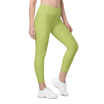 Green Crossover Leggings w/ Pockets