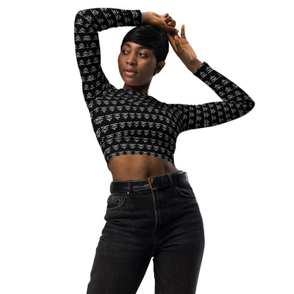 Black Logo Long-Sleeve Crop Top