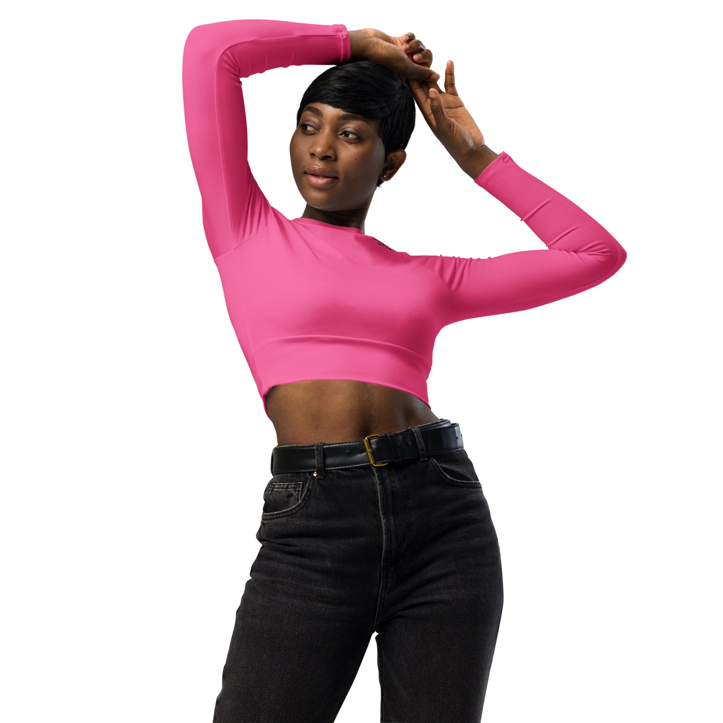 Pink Long-Sleeve Crop Top