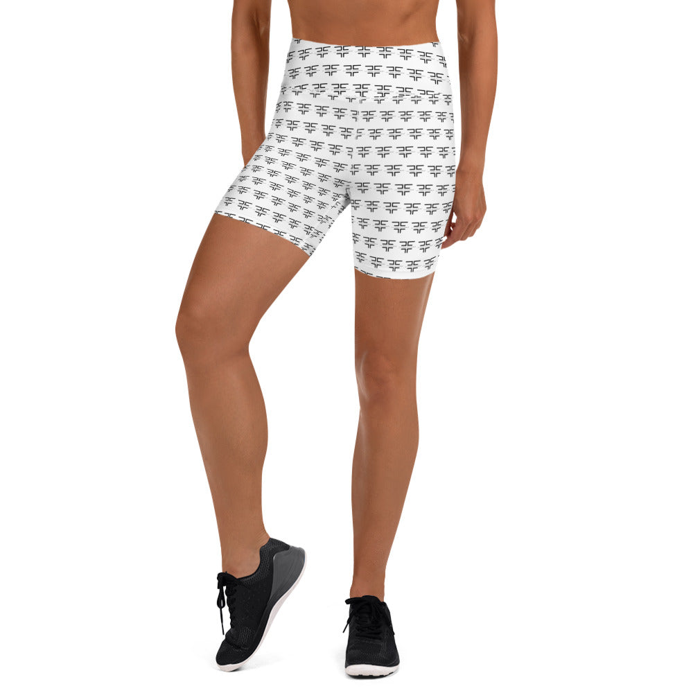 White Logo Yoga Shorts